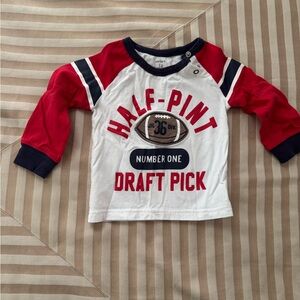 Carter's Red and White Long Sleeve Tee with Football 🏈 Theme
